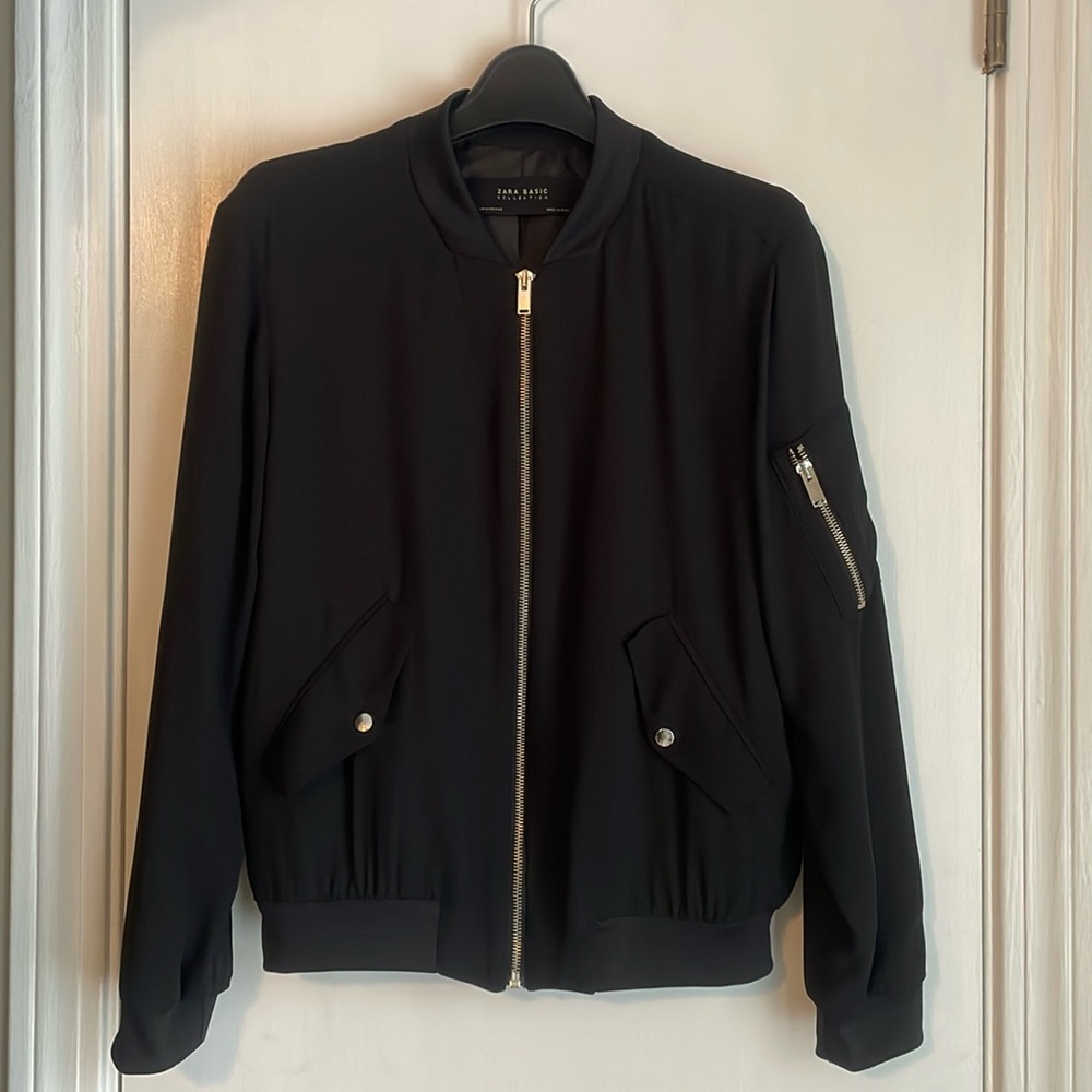 Zara Classic Black Bomber Jacket